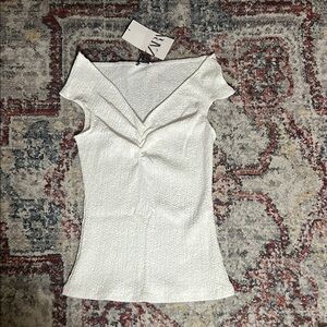 Zara Off-White Textured Blouse